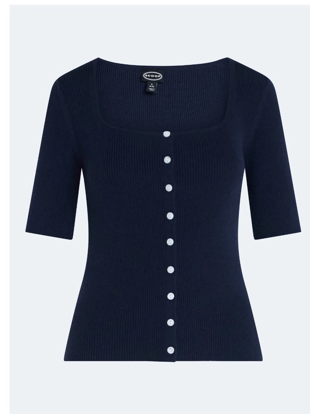 Scoop Women's Square Neckline Cardigan Sweater with Short Sleeves, Lightweight
